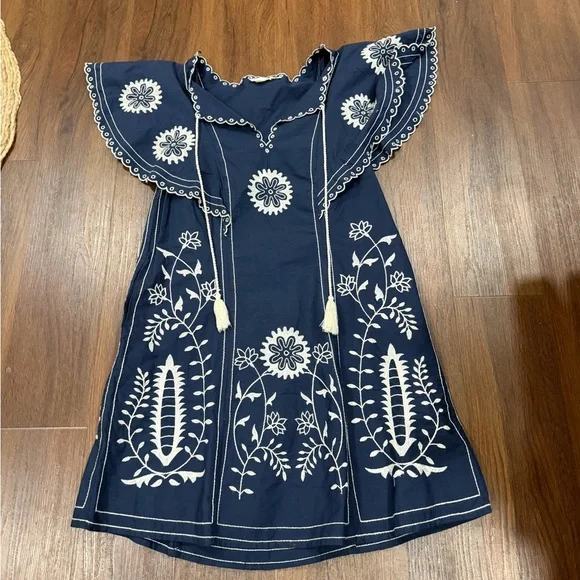 let me be embroidered dress Anthropologie Let Me Be Lovestory Tiered Embroidered Floral Maxi Dress  Small Tie